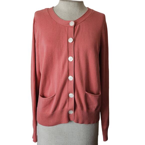 J Jill Coral Button Up Cardigan Sweater Size Small - Picture 1 of 5